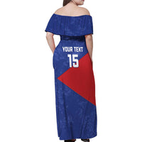 Custom Cuba Basketball Family Matching Off Shoulder Maxi Dress and Hawaiian Shirt Flag Style