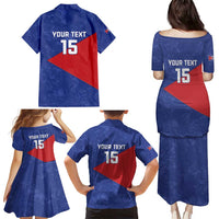 Custom Cuba Basketball Family Matching Puletasi and Hawaiian Shirt Flag Style