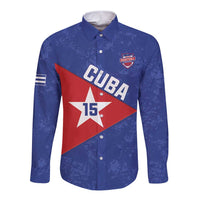 Custom Cuba Basketball Long Sleeve Button Shirt Flag Style