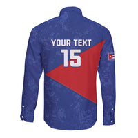 Custom Cuba Basketball Long Sleeve Button Shirt Flag Style
