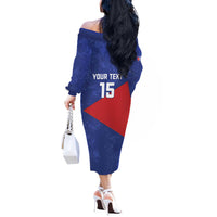 Custom Cuba Basketball Off The Shoulder Long Sleeve Dress Flag Style