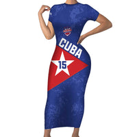Custom Cuba Basketball Short Sleeve Bodycon Dress Flag Style
