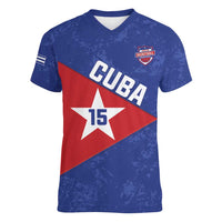 Custom Cuba Basketball Women V-Neck T-Shirt Flag Style