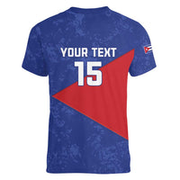 Custom Cuba Basketball Women V-Neck T-Shirt Flag Style