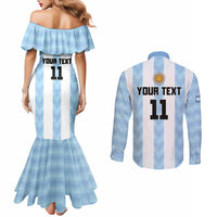 Custom Argentina Basketball Couples Matching Mermaid Dress and Long Sleeve Button Shirt Go El Alma Argentina