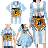 Custom Argentina Basketball Family Matching Long Sleeve Bodycon Dress and Hawaiian Shirt Go El Alma Argentina