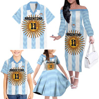 Custom Argentina Basketball Family Matching Off The Shoulder Long Sleeve Dress and Hawaiian Shirt Go El Alma Argentina