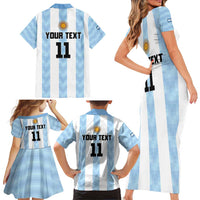 Custom Argentina Basketball Family Matching Short Sleeve Bodycon Dress and Hawaiian Shirt Go El Alma Argentina