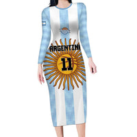 Custom Argentina Basketball Long Sleeve Bodycon Dress Go El Alma Argentina
