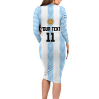 Custom Argentina Basketball Long Sleeve Bodycon Dress Go El Alma Argentina