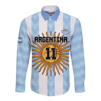 Custom Argentina Basketball Long Sleeve Button Shirt Go El Alma Argentina