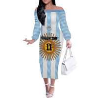 Custom Argentina Basketball Off The Shoulder Long Sleeve Dress Go El Alma Argentina