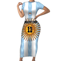 Custom Argentina Basketball Short Sleeve Bodycon Dress Go El Alma Argentina