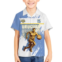 Custom Uruguay Basketball Family Matching Off The Shoulder Long Sleeve Dress and Hawaiian Shirt Come On Charruas