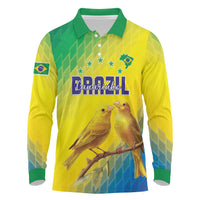 Custom Brazil Football Long Sleeve Polo Shirt Go Canarinho Go