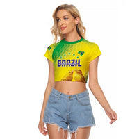 Custom Brazil Football Raglan Cropped T Shirt Go Canarinho Go