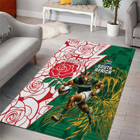 South Africa and England Rugby Area Rug Springboks Mascot With Red Rose