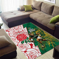South Africa and England Rugby Area Rug Springboks Mascot With Red Rose