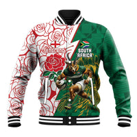 Personalized South Africa and England Rugby Baseball Jacket Springboks Mascot With Red Rose