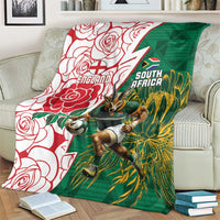 South Africa and England Rugby Blanket Springboks Mascot With Red Rose