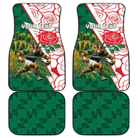 South Africa and England Rugby Car Mats Springboks Mascot With Red Rose