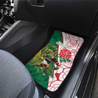 South Africa and England Rugby Car Mats Springboks Mascot With Red Rose