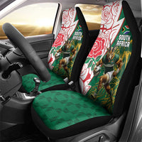 South Africa and England Rugby Car Seat Cover Springboks Mascot With Red Rose