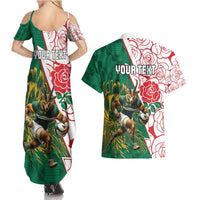 Personalized South Africa and England Rugby Couples Matching Summer Maxi Dress and Hawaiian Shirt Springboks Mascot With Red Rose