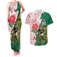 Personalized South Africa and England Rugby Couples Matching Tank Maxi Dress and Hawaiian Shirt Springboks Mascot With Red Rose