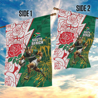 South Africa and England Rugby Garden Flag Springboks Mascot With Red Rose