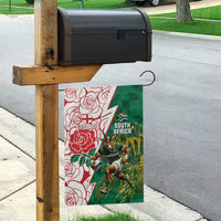 South Africa and England Rugby Garden Flag Springboks Mascot With Red Rose