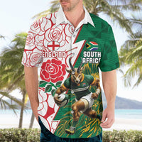 Personalized South Africa and England Rugby Hawaiian Shirt Springboks Mascot With Red Rose