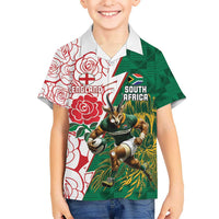 Personalized South Africa and England Rugby Hawaiian Shirt Springboks Mascot With Red Rose