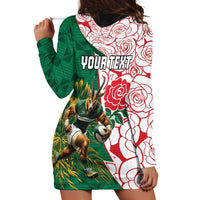 Personalized South Africa and England Rugby Hoodie Dress Springboks Mascot With Red Rose