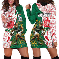 Personalized South Africa and England Rugby Hoodie Dress Springboks Mascot With Red Rose