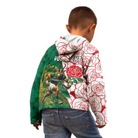 Personalized South Africa and England Rugby Kid Hoodie Springboks Mascot With Red Rose