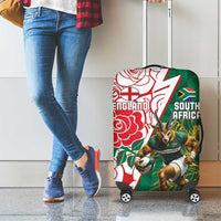 South Africa and England Rugby Luggage Cover Springboks Mascot With Red Rose
