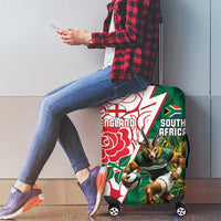 South Africa and England Rugby Luggage Cover Springboks Mascot With Red Rose