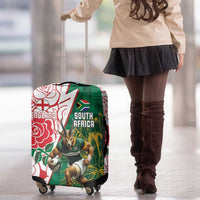 South Africa and England Rugby Luggage Cover Springboks Mascot With Red Rose