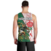 Personalized South Africa and England Rugby Men Tank Top Springboks Mascot With Red Rose