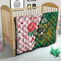 South Africa and England Rugby Quilt Springboks Mascot With Red Rose