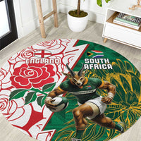South Africa and England Rugby Round Carpet Springboks Mascot With Red Rose
