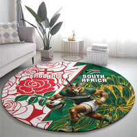 South Africa and England Rugby Round Carpet Springboks Mascot With Red Rose