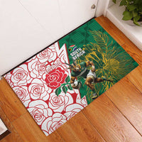 South Africa and England Rugby Rubber Doormat Springboks Mascot With Red Rose