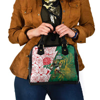 South Africa and England Rugby Shoulder Handbag Springboks Mascot With Red Rose