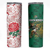 South Africa and England Rugby Skinny Tumbler Springboks Mascot With Red Rose