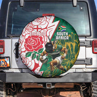 South Africa and England Rugby Spare Tire Cover Springboks Mascot With Red Rose