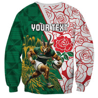Personalized South Africa and England Rugby Sweatshirt Springboks Mascot With Red Rose