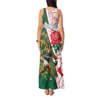 Personalized South Africa and England Rugby Tank Maxi Dress Springboks Mascot With Red Rose