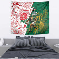South Africa and England Rugby Tapestry Springboks Mascot With Red Rose